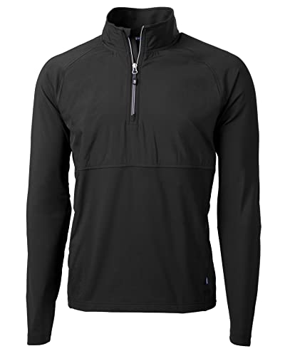 Cutter & Buck Adapt Eco Knit Hybrid Recycled Mens Quarter Zip, Black, Large