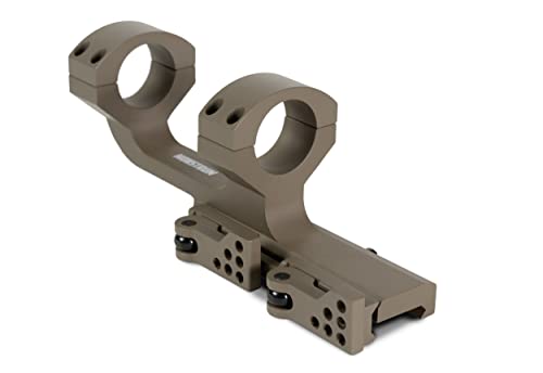 Monstrum Slim Profile Series Cantilever Offset Dual Ring Picatinny Scope Mount with Quick Release | 1 inch Diameter |Flat Dark Earth
