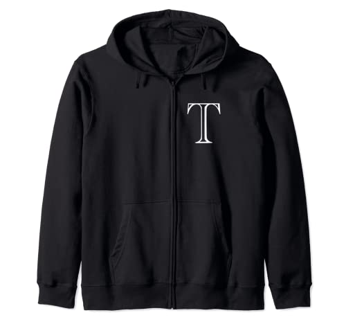 The Letter T Classic Style Capital Alphabet Monogram Initial Zip Hoodie