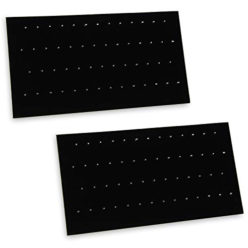 MOOCA 54 Clip Pendant/Body Jewelry Showcase Display Pad with Built in Easel for Belly Button Rings, Tongue Rings and Industrial Barbell organizer, Black Velvet, 2 Pieces Set