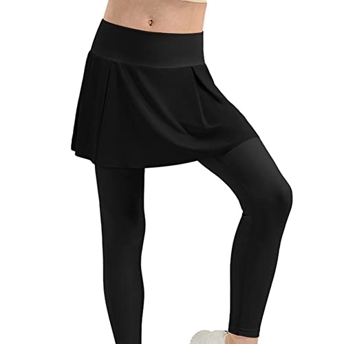 Valcatch Girls Pleated Tennis Skirt with Leggings 2 in 1 Running Dance Skort Sports Workout Skirts with Side Pocket for Teen