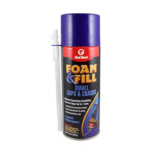 Red Devil 0913 Foam & Fill Small Gaps & Cracks Expanding Polyurethane Sealant, 12 oz, Off-White, Pack of 1