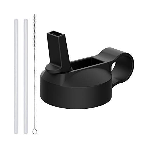 SENDESTAR Straw Lid for Wide Mouth Hydroflask 12 16 18 20 24 32 40 64 OZ Water Bottle,Easy Carry Straw Lid Water Bottle Accessories with 2 Straws and 1 Brush