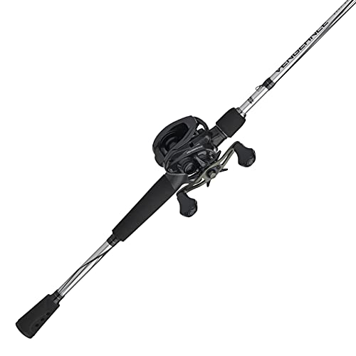 Abu Garcia Vengeance Low Profile Baitcast Reel and Fishing Rod Combo, Black/Silver, 7' - Medium Heavy - 1pc- Right-Handed