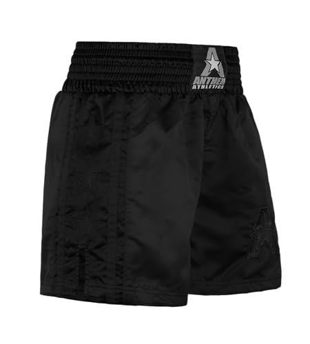 Anthem Athletics Classic Muay Thai Shorts - Kickboxing Short Boxing Trunks for Men & Women - Black - Medium