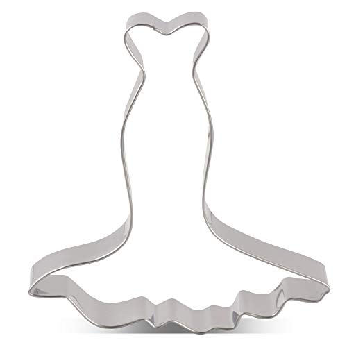 LILIAO Wedding Dress Cookie Cutter for Wedding/Engagement - 4 x 4.3 inches - Stainless Steel