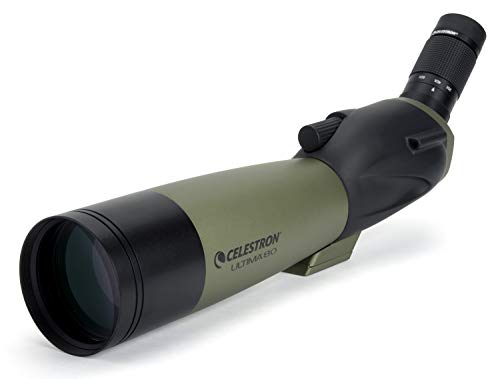 Celestron – Ultima 80 Angled Spotting Scope – 20-60x Zoom Eyepiece – Multi-Coated Optics for Bird Watching, Wildlife, Scenery and Hunting – Waterproof and Fogproof – Includes Soft Carrying Case