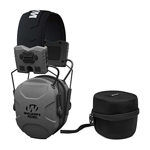 Walker's XCEL 500BT Digital Electronic Muff with Voice Clarity and Bluetooth with Shooting Hearing Protection Case Bundle (2 Items)