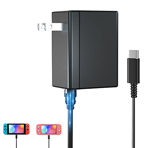 Switch Charger for Nintendo Switch, AC Power Charger Cable Adapter with Nintendo Switch Lite OLED and Android Mobile Phone Charger, 5FT USB Type C Charger Cable for Switch Support TV Dock Mode