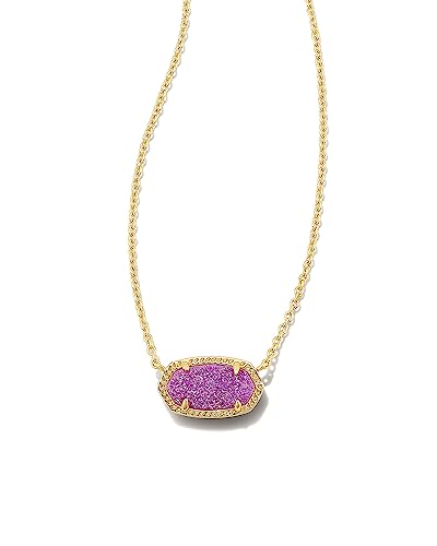 Kendra Scott Elisa Pendant Necklace for Women, Fashion Jewelry, 14k Gold-Plated, Mulberry Drusy