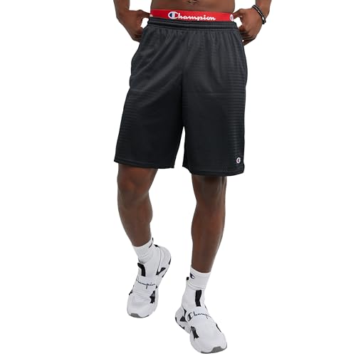 Champion mens 9' Shorts, Mesh Shorts, 9', Mesh Basketball Shorts, Mesh Gym running shorts, Black-407q88, 3X-Large US