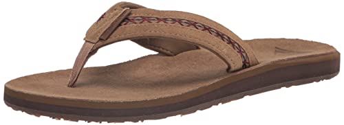 Quiksilver Men's Carver Leather Flip Flop Sandal, TAN 1, 11