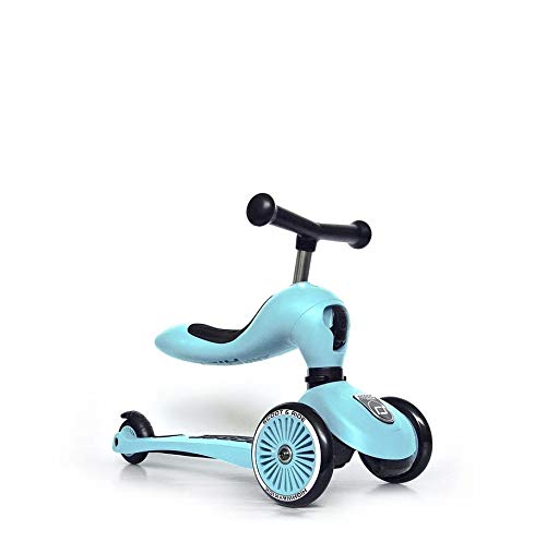 Scoot & Ride - Highwaykick 1 Children Adjustable Seated or Standing 2-in-1 Scooter Including Safety Pads (Blueberry) - For Ages 1-5