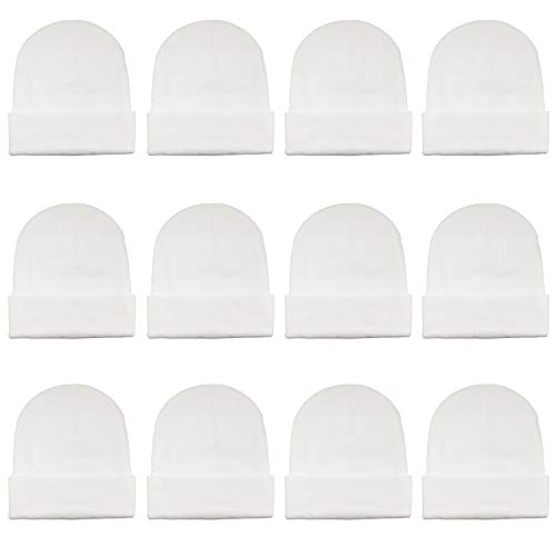 Gelante Unisex Beanie Cap Knitted Warm Solid Color and Multi-Color Multi-Packs.2040-12WHT
