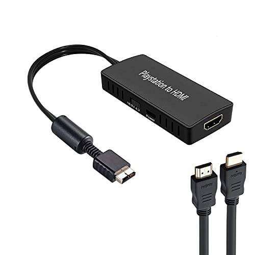 Y.D.F PS2 to HDMI Converter Adapter, PS2 HDMI Video Converter PS2 HDMI Converter with 3ft HDMI Cable for Sony Playstation 2/ Playstation 1/ Playstation 3 (PS2 & PS1& PS3)