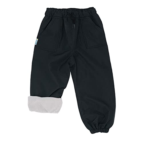 JAN & JUL Lined Water-Proof Pants Kids, Cozy Rain Gear for Boys Girls (Fleece-Lined: Black, 3T)