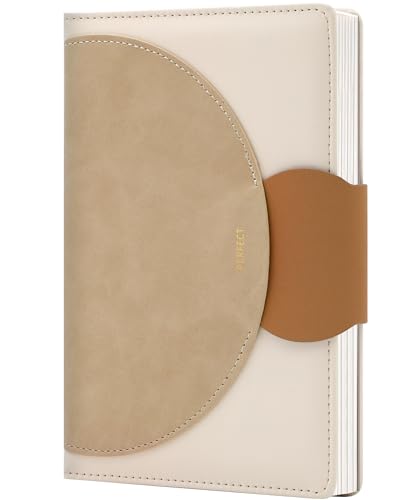 CAGIE Lined Journals for Writing Leather Journal for Women with Buckle Closure 192 Pages 100 GSM, 5.9'x8.5', Brown