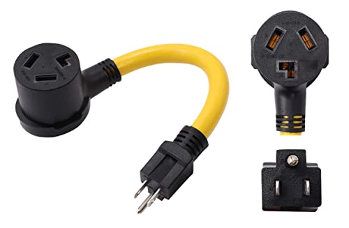 ONETAK NEMA 5-15P to 10-30R 120V 15 Amp 3 Prong Male Plug to 3 Prong Female Receptacle Dryer Welder Power Cord Adapter