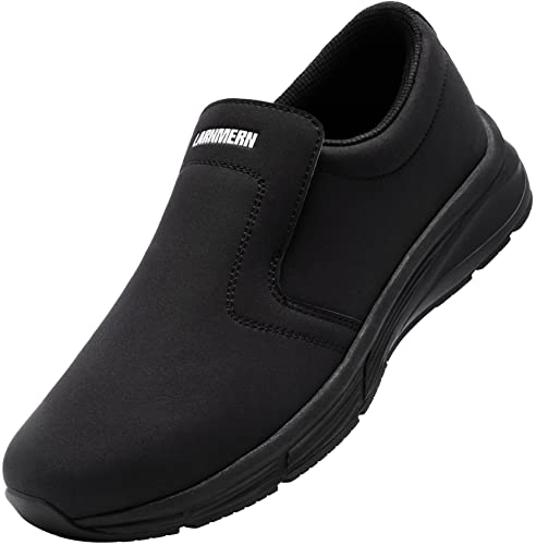 LARN SAFETY Men Work Shoes Non Slip Waterproof Kitchen Chef Food Service Shoe Restaurant Hospital (Black/9US)