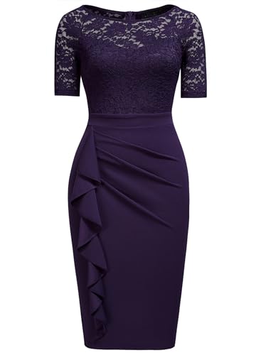 Viwenni Formal Dresses for Women Formal Party Church Business Work Dress M Purple