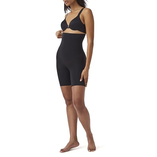 SPANX Seamless Power Sculpting High-Waisted Mid-Thigh Short - Lightweight, All-Day Comfort - Core Control Shapewear - High-Waisted Underwear - Seamless Comfort - Very Black - Medium
