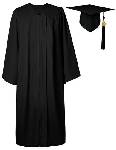 GraduatePro Matte Graduation Cap and Gown 2024 Set Bulk with Tassel for High School & College Black 51