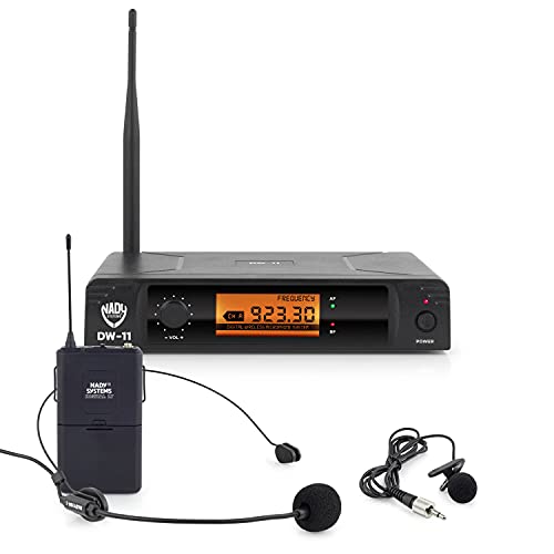 Nady DW-11 Digital Wireless Lapel & Headset Microphone System – Ultra-Low Latency with QPSK Modulation - XLR and ¼” outputs - UHF Range - Fixed Frequency