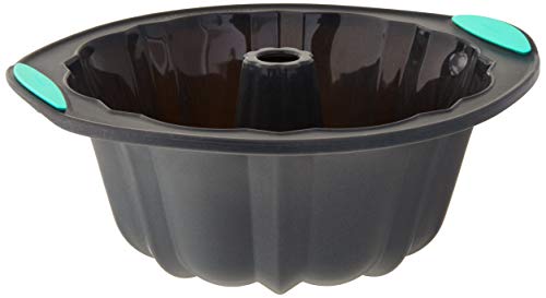 Trudeau 05115204M Structured Silicone Fluted Bundt pan, 8 1/2 cup, Grey & Mint