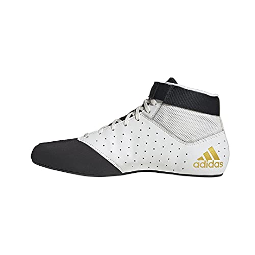 adidas Men's Mat Hog 2.0 Wrestling Shoe, Black/Matte Gold/White, 9.5