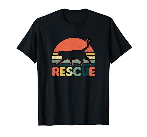 Cat Adoption Design Vintage Retro Sunset Rescue Gift T-Shirt