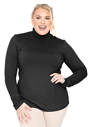 Women's Plus Size Long Sleeve Turtleneck Top Black 4X