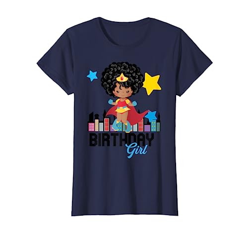 Birthday Girl Princess African American Superhero Girl T-Shirt