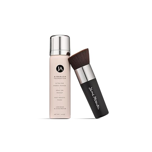 MagicMinerals AirBrush Foundation by Jerome Alexander – 2pc Set with Airbrush Foundation and Kabuki Brush - Spray Makeup with Anti-aging Ingredients for Smooth Radiant Skin (Light)