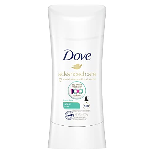 Dove Advanced Care Invisible Antiperspirant Deodorant Stick No White Marks on 100 Colors Sheer Cool 48-Hour Sweat and Odor Protecting Deodorant for Women 2.6 oz