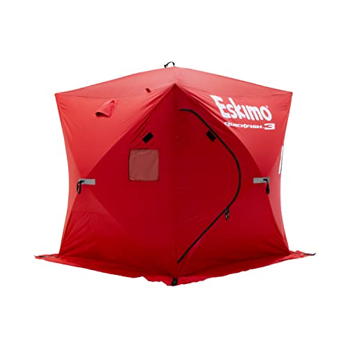 Eskimo 69143 Quickfish 3 Pop-Up Portable Hub-Style Ice Fishing Shelter, 34 Square Feet of Fishable Area, 3 Person Shelter