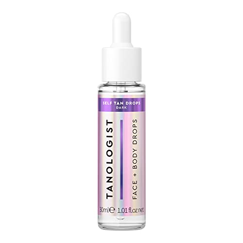 Tanologist Face and Body Drops, Dark - Illuminating Self Tan Drops, Vegan and Cruelty Free, 1.01 Fl Oz