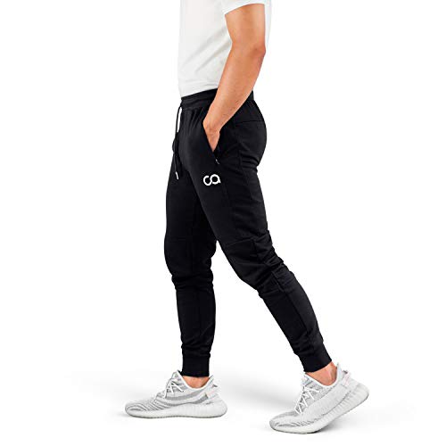 Contour Athletics Men's Joggers Cruise Sweatpants for Men with Zipper Pockets CA1003-XLB Black