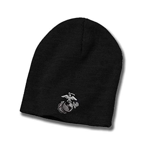 Freedom Overwatch Eagle Globe and Anchor Beanie Hat, US Marine Corp, Leatherneck for Life, Skull Knit Cap, Officially Licensed Authentic Apparel, Made in The USA Black