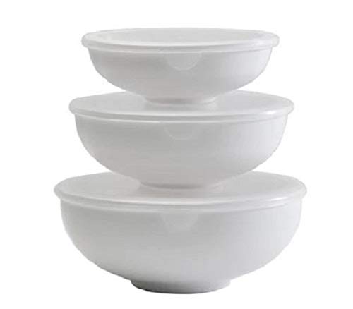 Gourmac Hutzler Nesting Prep Bowl Set with Lids, White (3580WH)