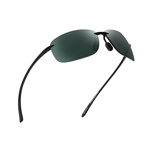 JIM HALO Polarized Sport Sunglasses for Men Women TR90 Rimless Frame for Running Fishing Cycling Driving Green