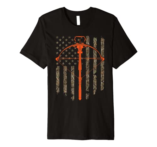 Crossbow Archery Bow Hunting Camo American Flag Distressed Premium T-Shirt