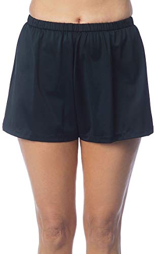 Maxine of Hollywood Women's Standard 2'' Loose Fit Mid Rise Swim Shorts, Black, 16