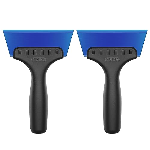 MR.SIGA Small Squeegee for Tile, Glass, Mirror, Shower, Window Tint Squeegee for Car, 2 in 1 Mini Glass Squeegee with Built in Ice Ripper, 5 inch Blade, 2 Pack
