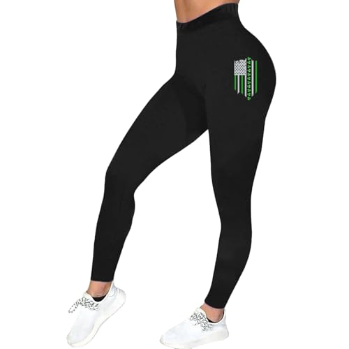 Women's St. Patricks Day Graphic Printed Leggings Stretchy Butt Lifting Slim Tights Workout Running Tummy Control Yoga Pants(Black,Large)