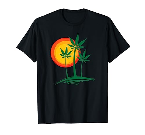 Beautiful Marijuana Weed Palm Tree Paradise T-Shirt