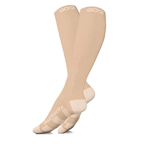 Go2Socks Women's Standard Athletic Compression (Nude, Large)