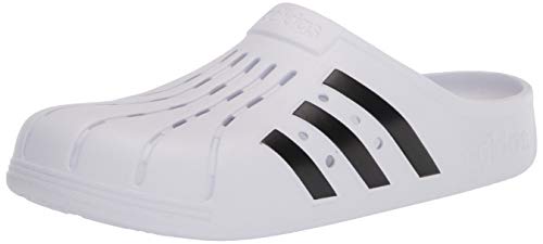 adidas Unisex Adilette Clog Slide Sandal, Footwear White/Core Black/Footwear White, 12 US Men