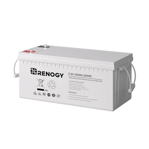 Renogy Deep Cycle AGM Battery 12 Volt 200Ah, 3% Self-Discharge Rate, 2000A Max Discharge Current, Safe Charge Most Home Appliances for RV, Camping, Cabin, Marine and Off-Grid System, Maintenance-Free