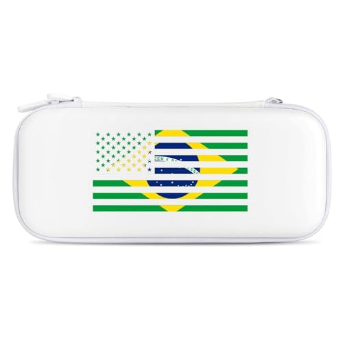 Brazil USA Flag Compatible with Switch Case with Wristlet Travel Carrying Bag Holds 15 Game Cartridges White-Style-5
