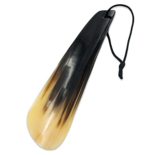 Lucky Franc's Real Horn Shoe Horn. Dress Shoe Horn for Men. Hand Crafted Luxury Horn Shoehorn for Home/Travel Use. Genuine Bull Ox Horns. A Fancy Natural Shoehorn Gift Idea. 7.25'x2' in Gift Box.